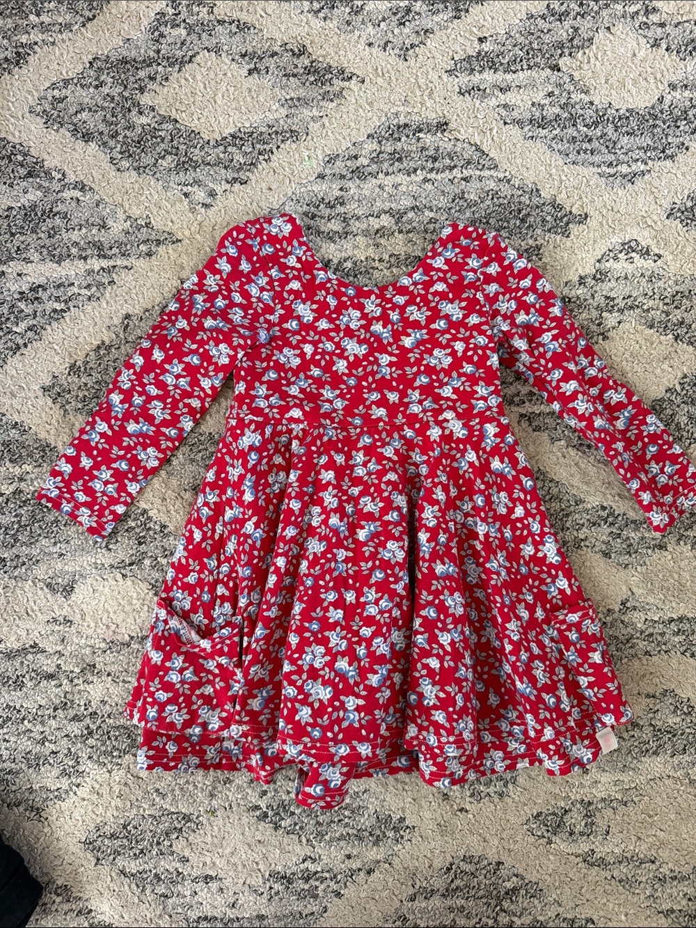 SweetHoney Red Floral Long-Sleeve Twirl Dress